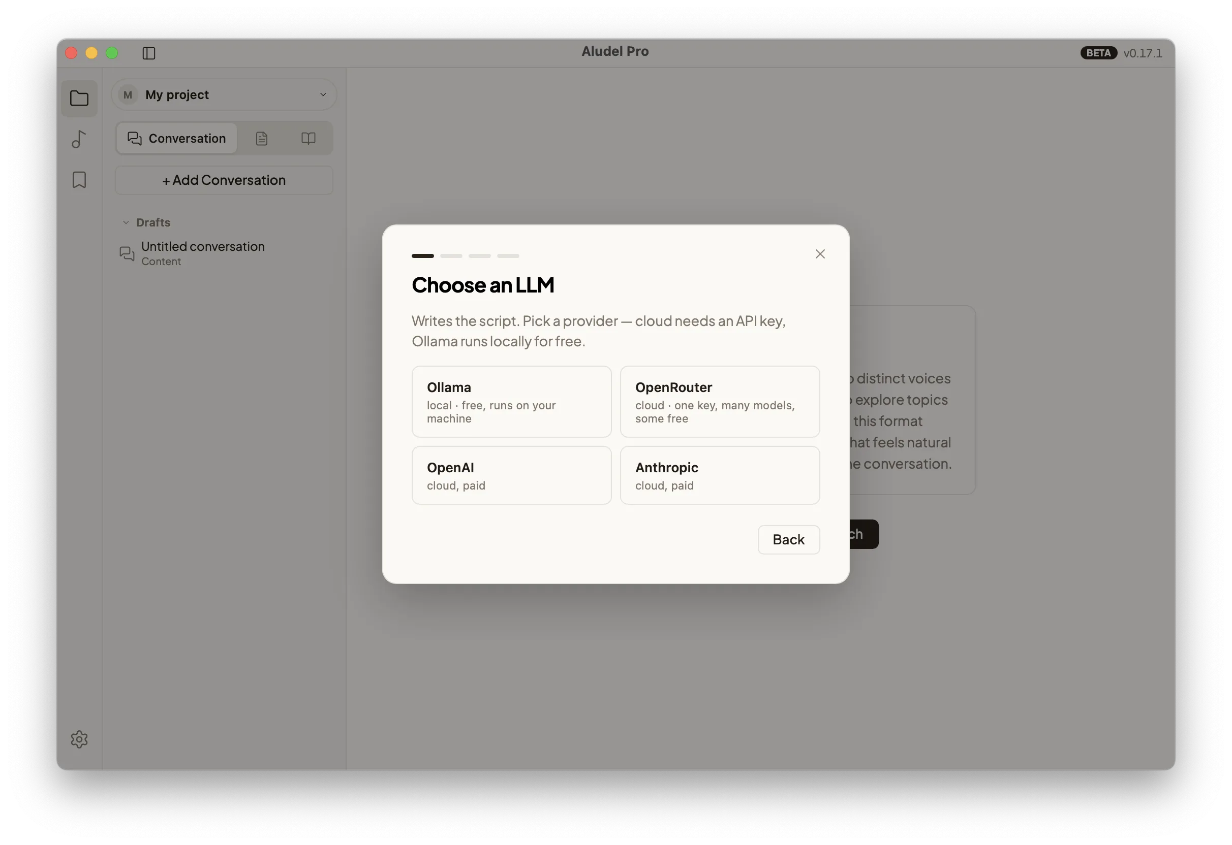 Configurazione dei provider LLM in Aludel