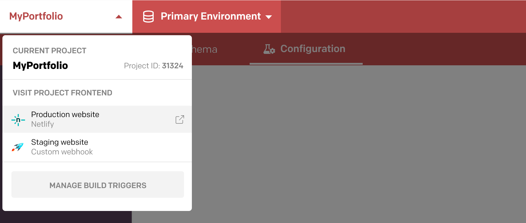 Ridisegno della navigazione globale: Project e Environment Toolbar